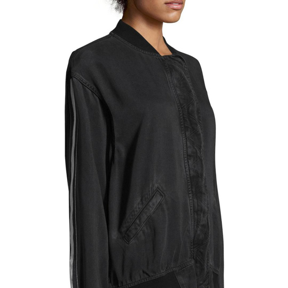 Hudson Jeans Nova Varsity Striped Bomber Jacket - Picture 6 of 8